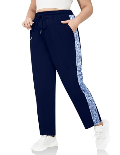 FOREYOND Jogginghose in Übergröße für Damen, athletische Joggerhose mit Taschen, Kordelzug, Workout, Yoga, Lounge-Hose, 1-Blau, XX-Large Mehr von FOREYOND