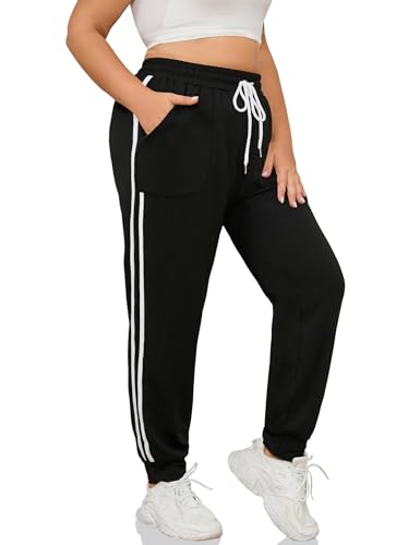 FOREYOND Jogginghose in Übergröße für Damen, sportliche Damen-Sweathose in Übergröße, 2-Schwarz, 5X-Large Mehr von FOREYOND