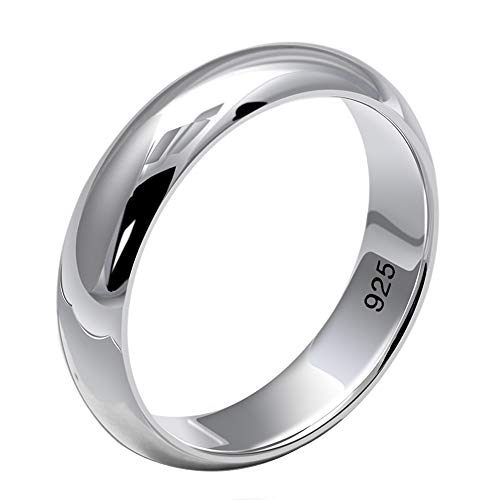 ForFox Massiv Echt 925 Sterling Silber Ehering Bandring Ring für Herren Damen 4.5mm Größe 52 von ForFox