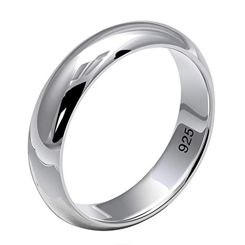 ForFox Massiv Echt 925 Sterling Silber Ehering Bandring Ring für Herren Damen 4.5mm Größe 60 von ForFox