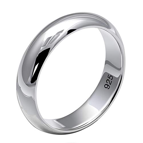 Massiv Echt 925 Sterling Silber Ehering Bandring Ring für Herren Damen 4.5mm Größe 60 von ForFox