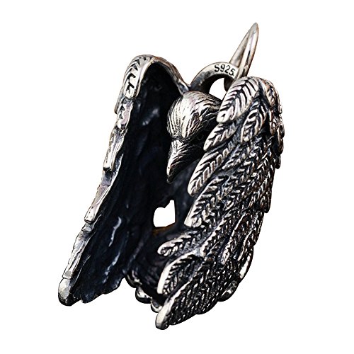 ForFox Schwarz 925 Sterling Silber Adler Anhänger 3D Vogel Schmuck für Herren Damen von ForFox