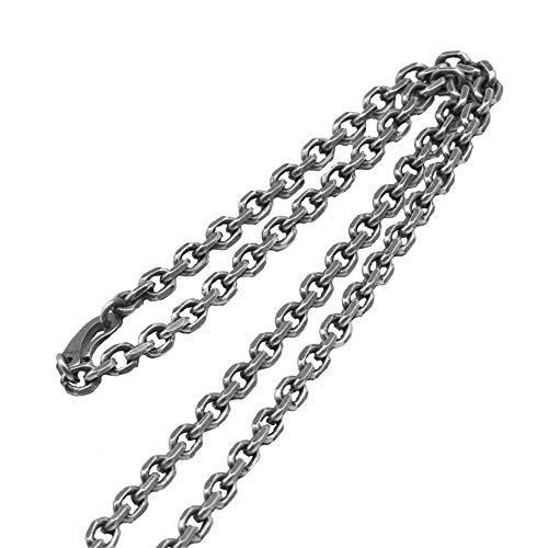 ForFox Vintage Echt 925 Sterling Silber Ankerkette Kette Halskette für Herren Damen 3mm 65cm von ForFox