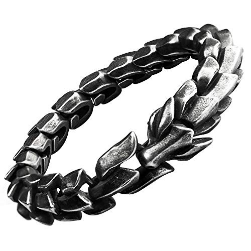 ForFox Herren Titan Stahl Chinesischer Drachen Armband Gliederarmband Edelstahl Drachenarmband 15mm 22cm,Schwarz von ForFox