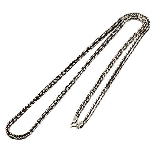 Schwarz 925 Sterling Silber Fuchsschwanzkette Halskette Schlangenkette Kette ohne Anhänger für Herren Damen 2mm 45cm von ForFox