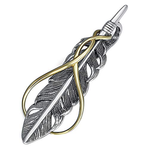 ForFox Vintage Echt 925 Sterling Silber Feder Anhänger Schmuck für Herren Damen von ForFox