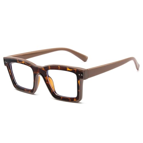 Beliebte Mode Candy Farbe Sonnenbrille Rahmen Frauen Klare Brillen Männer Nieten Rahmen (Leopard Kaffee) von FORLUZ
