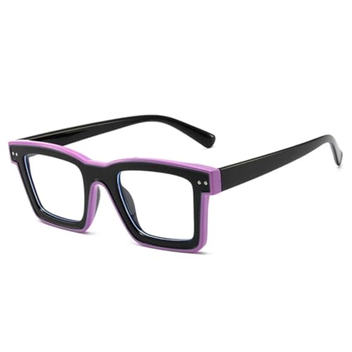 Beliebte Mode Candy Farbe Sonnenbrille Rahmen Frauen Klare Brillen Männer Nieten Rahmen (Schwarz Lila) von FORLUZ