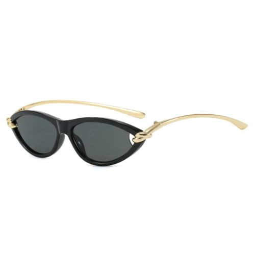 Beliebte Mode Cat Eye Candy Farbe Frauen Luxus Sonnenbrille Oval Hohl Shades Uv400 Männer (Schwarz Grau) von FORLUZ
