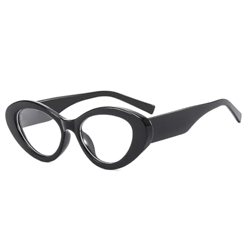 Beliebte Mode Cat Eye Jelly Tea Gelb Sonnenbrille Frauen Retro Kontrastfarbe Shades UV400 Männer Oval (Schwarz klar) von FORLUZ