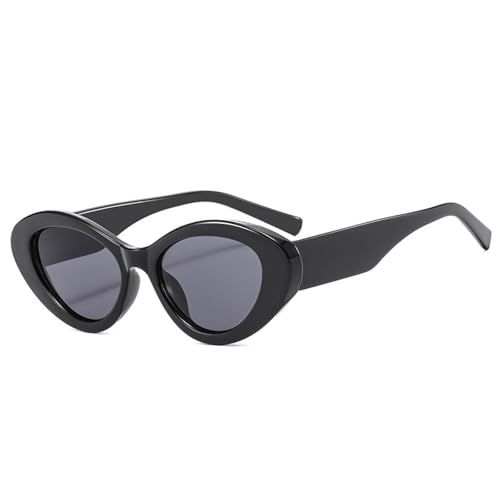 Beliebte Mode Cat Eye Jelly Tea Gelb Sonnenbrille Frauen Retro Kontrastfarbe Shades Uv400 Männer Oval (Schwarz Grau) von FORLUZ