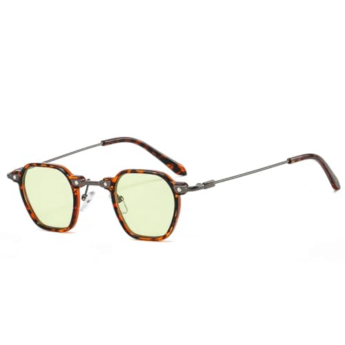 Beliebte Mode Kleine Damen Sonnenbrille Retro Punk Candy Color Shades UV400 Herren Farbverlauf (Leopard Gelb Grün) von FORLUZ