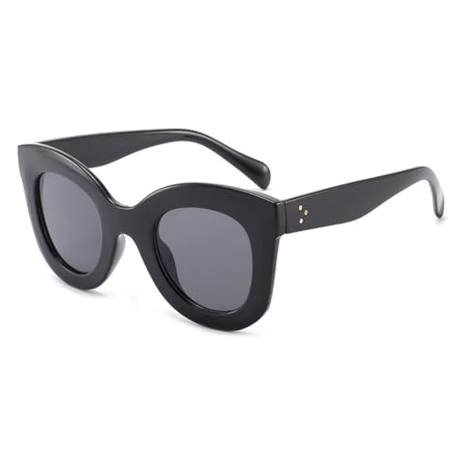Beliebte modische übergroße Cat-Eye-Sonnenbrille für Damen, modische Farbverlaufs-Sonnenbrille, UV400, für Herren, Punk-Trend, oval (Schwarz-Schwarz) von FORLUZ