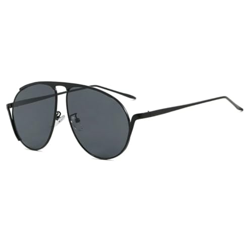 Beliebte übergroße Sonnenbrillen für Damen, modische Sonnenbrillen mit Metallrahmen, für den Außenbereich, UV400-Schutz (Schwarz-Schwarz) von FORLUZ