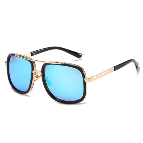 Doppelbrücken-Sonnenbrille, modisch, für den Außenbereich, UV400 (blau verspiegelt) von FORLUZ
