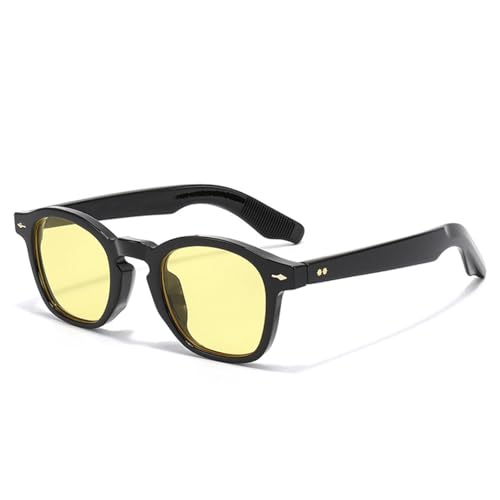 FORLUZ Beliebte Mode Candy Farbe Damen Sonnenbrille Vintage Nieten Herren Punk Shades UV400 Sonnenbrille (Schwarz Gelb) von FORLUZ
