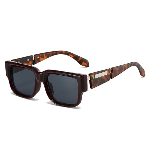 FORLUZ Beliebte Mode Damen Luxus Sonnenbrillen Shades UV400 Retro Herren Punk Jelly Tea (Dunkelrot Grau) von FORLUZ