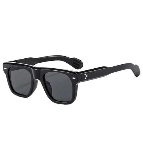 FORLUZ Beliebte Mode Damen Sonnenbrille Retro Clear Ocean Lens Shades UV400 Herren Nieten Punk Gelb Blau Sonnenbrille (Schwarz Grau) von FORLUZ