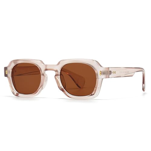 FORLUZ Beliebte Mode Damen Sonnenbrille Vintage Punk Gradient Brillen Herren Nieten Sonnenbrille (Champagnertee) von FORLUZ