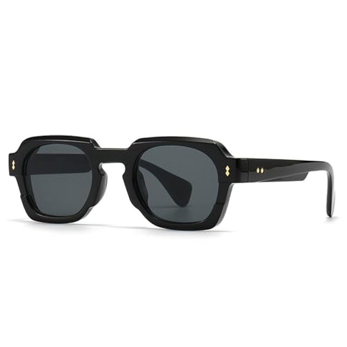 FORLUZ Beliebte Mode Damen Sonnenbrille Vintage Punk Gradient Brillen Herren Nieten Sonnenbrille (Schwarz Grau) von FORLUZ