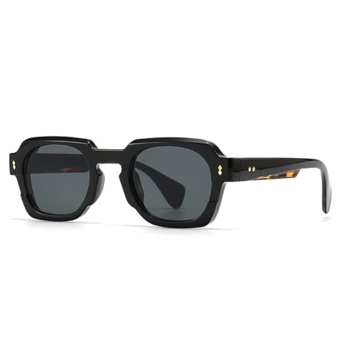 FORLUZ Beliebte Mode Damen Sonnenbrille Vintage Punk Gradient Eyewear Herren Nieten Sonnenbrille (Schwarz Leopard Grau) von FORLUZ