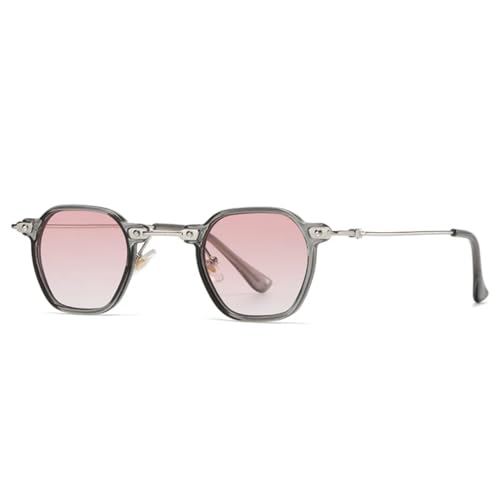 FORLUZ Beliebte Mode Herren Punk Klare Verlaufsgläser Sonnenbrillen Shades UV400 Damen Retro Nieten (Grau Rosa Farbverlauf) von FORLUZ