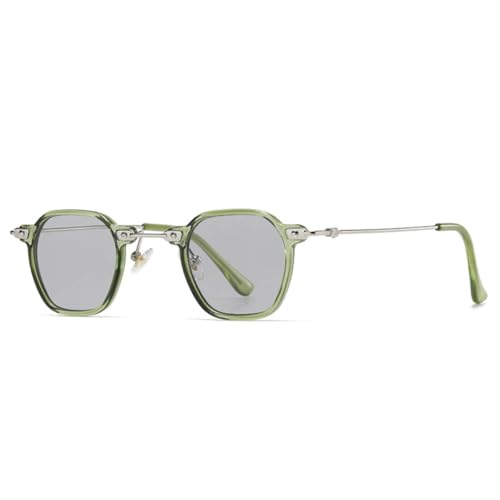 FORLUZ Beliebte Mode Herren Punk Klare Verlaufsgläser Sonnenbrillen Shades UV400 Damen Retro Nieten (Grün Hellgrau) von FORLUZ