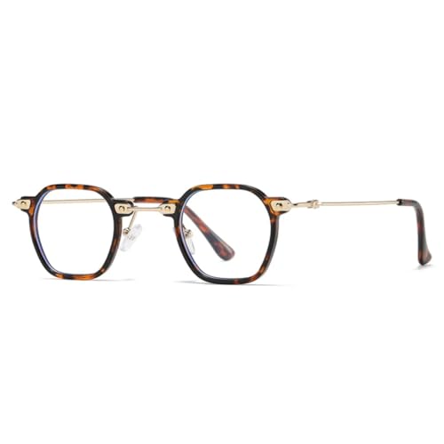 FORLUZ Beliebte Mode Herren Punk Klare Verlaufsgläser Sonnenbrillen Shades UV400 Damen Retro Nieten (Leopard klar) von FORLUZ