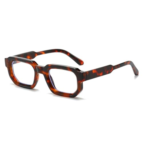 FORLUZ Beliebte Mode Polygon Damen Sonnenbrille Rahmen Klare Brille Herren Rot Blau Rahmen (Leopard klar) von FORLUZ