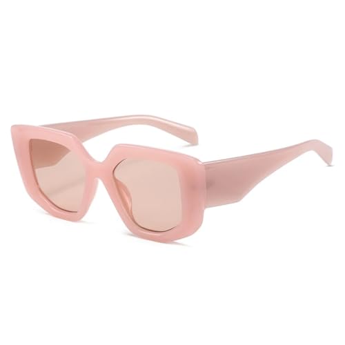 FORLUZ Beliebte Mode Polygon Damen Sonnenbrille Retro Jelly Blau Pink Shades UV400 Männer Breite Beine (Jelly Pink Pink) von FORLUZ