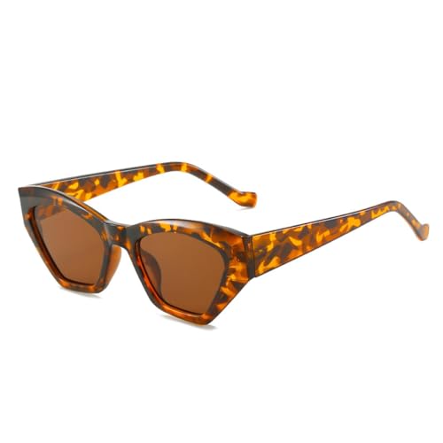FORLUZ Beliebte Mode Polygon Unregelmäßige Cat Eye Damen Luxus Sonnenbrille Retro Doppelte Farbnuancen UV400 Herren Sonnenbrille (Leopardentee) von FORLUZ