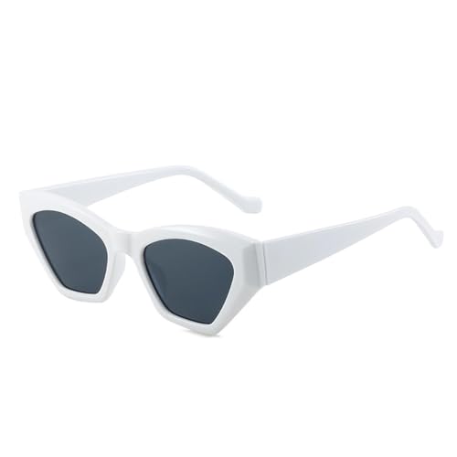 FORLUZ Beliebte Mode Polygon Unregelmäßige Cat Eye Damen Luxus Sonnenbrille Retro Doppelte Farbnuancen UV400 Herren Sonnenbrille (Weiß Grau) von FORLUZ