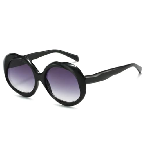 FORLUZ Beliebte Mode Runde Damen Punk Sonnenbrille Retro Herren Trendy Gradient Frame Gradient Shades UV400 (schwarz) von FORLUZ