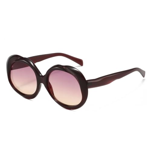 FORLUZ Beliebte Mode Runde Damen Punk Sonnenbrille Retro Herren Trendy Gradient Frame Gradient Shades Uv400 (rot) von FORLUZ