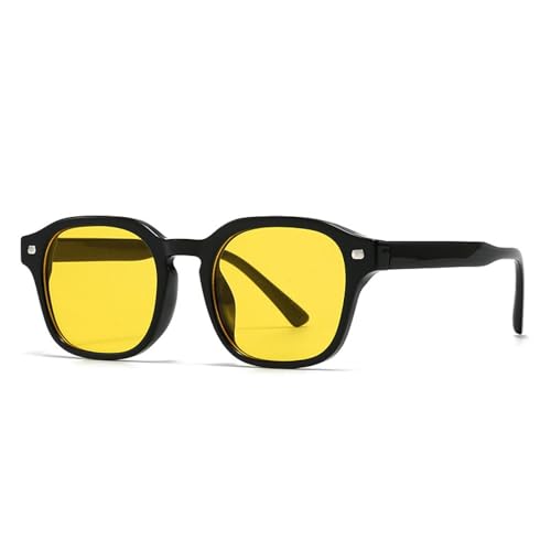 FORLUZ Beliebte Mode Sonnenbrillen Damen Retro Nieten Gelb Blau Shades UV400 Herren (Schwarz Gelb) von FORLUZ