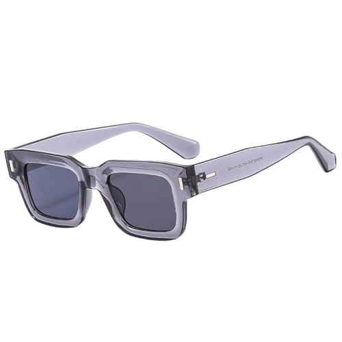 FORLUZ Beliebte Mode Sonnenbrillen Damen Retro Punk Clear Ocean Lens Brillen Herren Shades UV400 Nieten Sonnenbrille (Grau) von FORLUZ