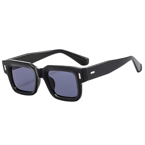 FORLUZ Beliebte Mode Sonnenbrillen Damen Retro Punk Clear Ocean Lens Brillen Herren Shades UV400 Nieten Sonnenbrille (Schwarz Grau) von FORLUZ