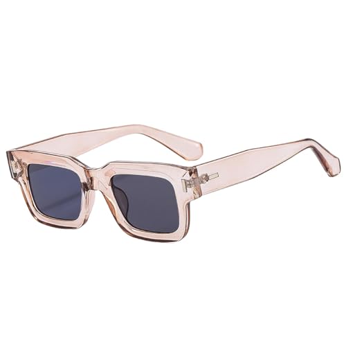 FORLUZ Beliebte Mode Sonnenbrillen Damen Retro Punk Klare Ozeanlinse Brillen Herren Shades UV400 Nieten Sonnenbrille (Champagnergrau) von FORLUZ