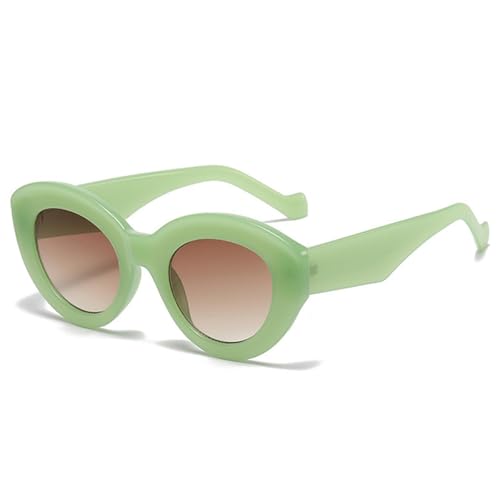FORLUZ Beliebte Mode Übergroße Cat Eye Damen Sonnenbrille Retro Leopard Shades UV400 Herren Trendy Oval (Jelly Green Tea) von FORLUZ
