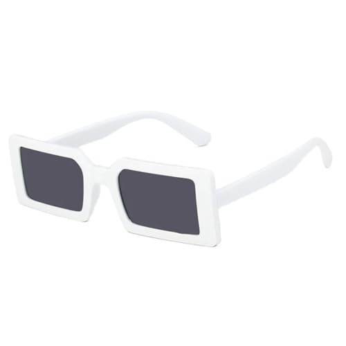 FORLUZ Beliebte Retro-Sonnenbrille im grünen Rechteck, UV400 (weiß-grau) von FORLUZ