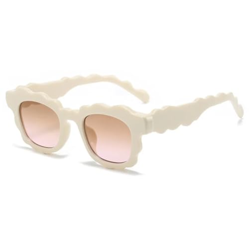 FORLUZ Beliebte Sonnenbrillen Damen Retro Punk Damen Shades Uv400 Herren Trendy Luxus (beige) von FORLUZ