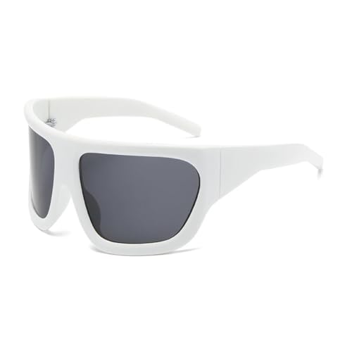 FORLUZ Beliebte große Rahmen Mode Damen Sonnenbrille Punk Einzigartige Sport Herren UV400 Brille Spiegel (weiß schwarz) von FORLUZ
