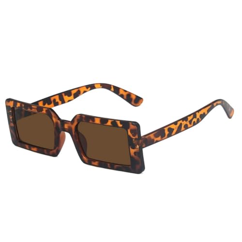 FORLUZ Beliebte grüne rechteckige Retro-Sonnenbrille mit UV400 (Leopardentee) von FORLUZ