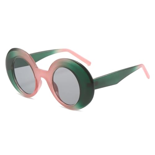 FORLUZ Beliebte modische ovale Sonnenbrille in Kontrastfarbe für Damen, UV400, Retro, Blau/Rot, Trendy Herren, Punk (Grün, Rosa, Grau) von FORLUZ