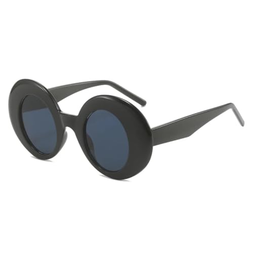 FORLUZ Beliebte modische ovale Sonnenbrille in Kontrastfarbe für Damen, UV400, Retro, Blau/Rot, Trendy Herren, Punk (Schwarz/Grau) von FORLUZ