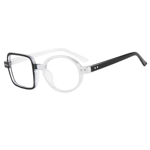 FORLUZ Brille Damen Herren Mode Klare Sonnenbrille Brillengestell Runde Transparente Linse Brille (C3SchwarzWeiß) von FORLUZ