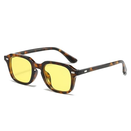 FORLUZ Candy Color Damen Sonnenbrille Retro Nieten Herren Trendy Orange Sonnenbrille Shades UV400 (Leopardengelb) von FORLUZ