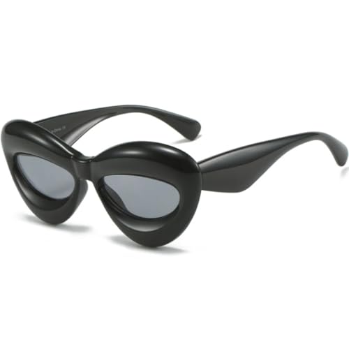 FORLUZ Cat Eye Sonnenbrille Damen Herren Mode Retro Shades Brillen Damen Candy Color Goggle (Schwarz Grau) von FORLUZ