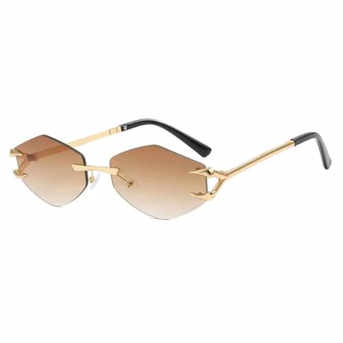 FORLUZ Damen Sonnenbrillengestell, polygonal, lässig, Hip-Hop, trendig, Outdoor-Brille, Herren, UV400 (Gold Gradient Tea) von FORLUZ
