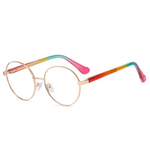FORLUZ Damenmode Sonnenbrillenrahmen Retro Federscharnier Herren Runder Metallrahmen (Goldfarben) von FORLUZ